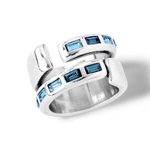 Uno de 50 Ring •Nightbird •Silver with Sapphire Swarovski • Size 8